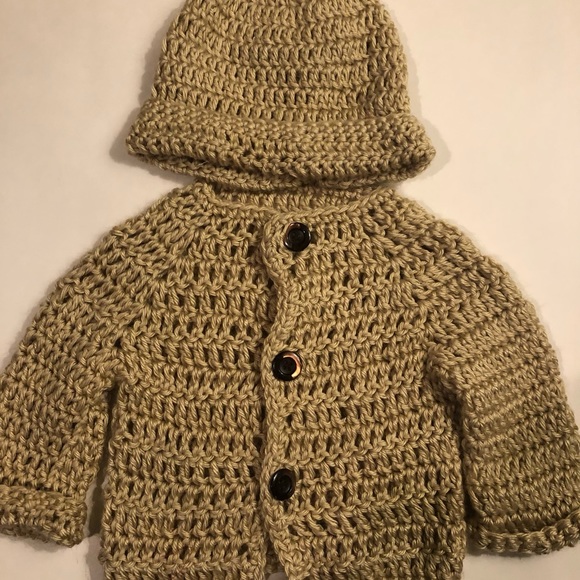 Baby Boy Sweater Set Beige Size 12M - Picture 2 of 3